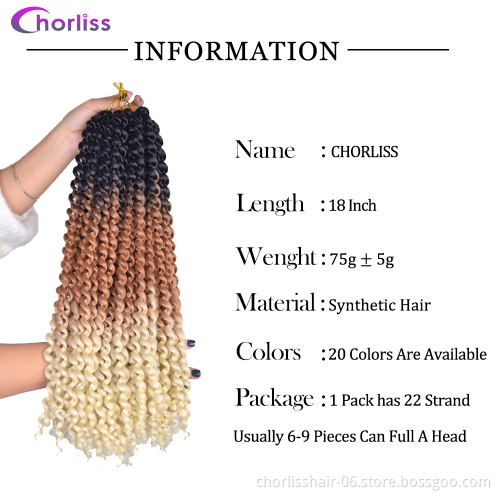 Cheap Synthetic Fiber Ombre Prelooped Passion Twist Locs Braiding Hair Crochet Braids Synthetic Bundles Curly Afro Water Wave